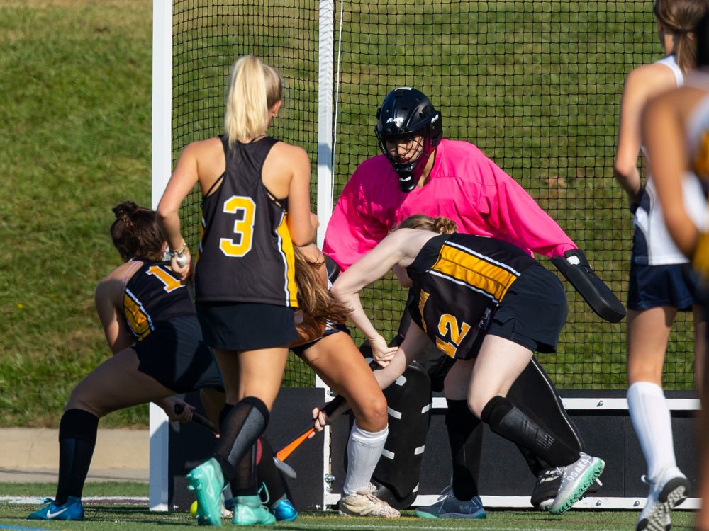 Birmingham field hockey goalmouth action